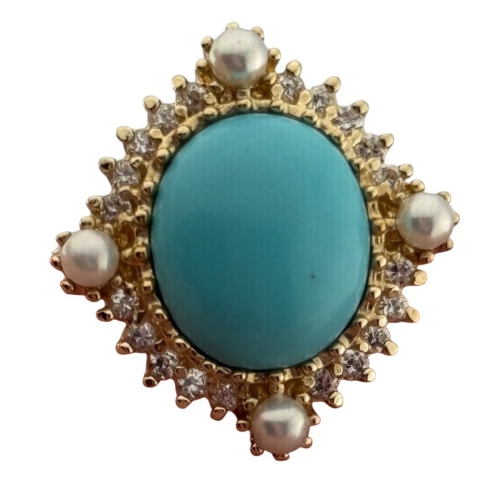 Ross Simons Turquoise Sterling Silver Gold Tone‎ Ring Size 10